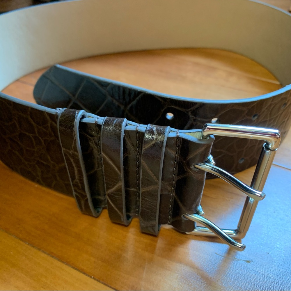 Talbot’s wide brown leather belt, size small